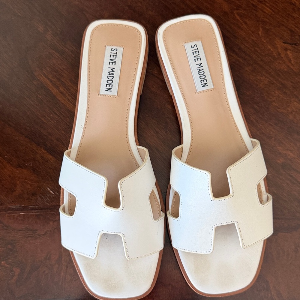 Steve Madden Women's Off-White Slide Sandals - Picture 2 of 3